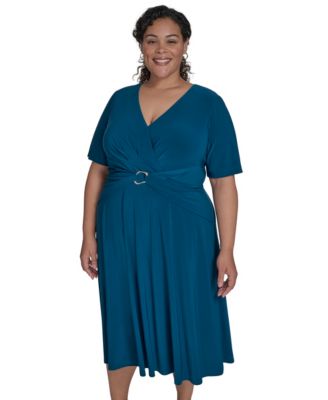 Plus Size V-Neck Jersey Midi Dress