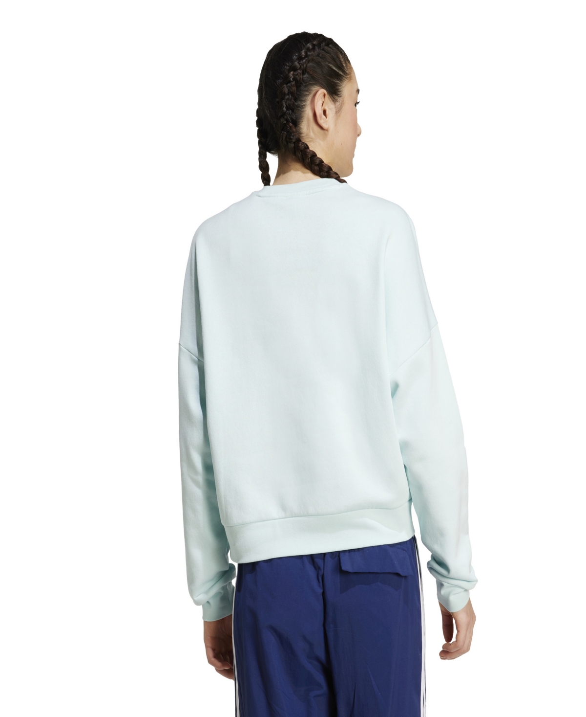 Adidas Originals Women's Essentials Small Logo Feel Cozy Crew Neck Sweatshirt In Blue