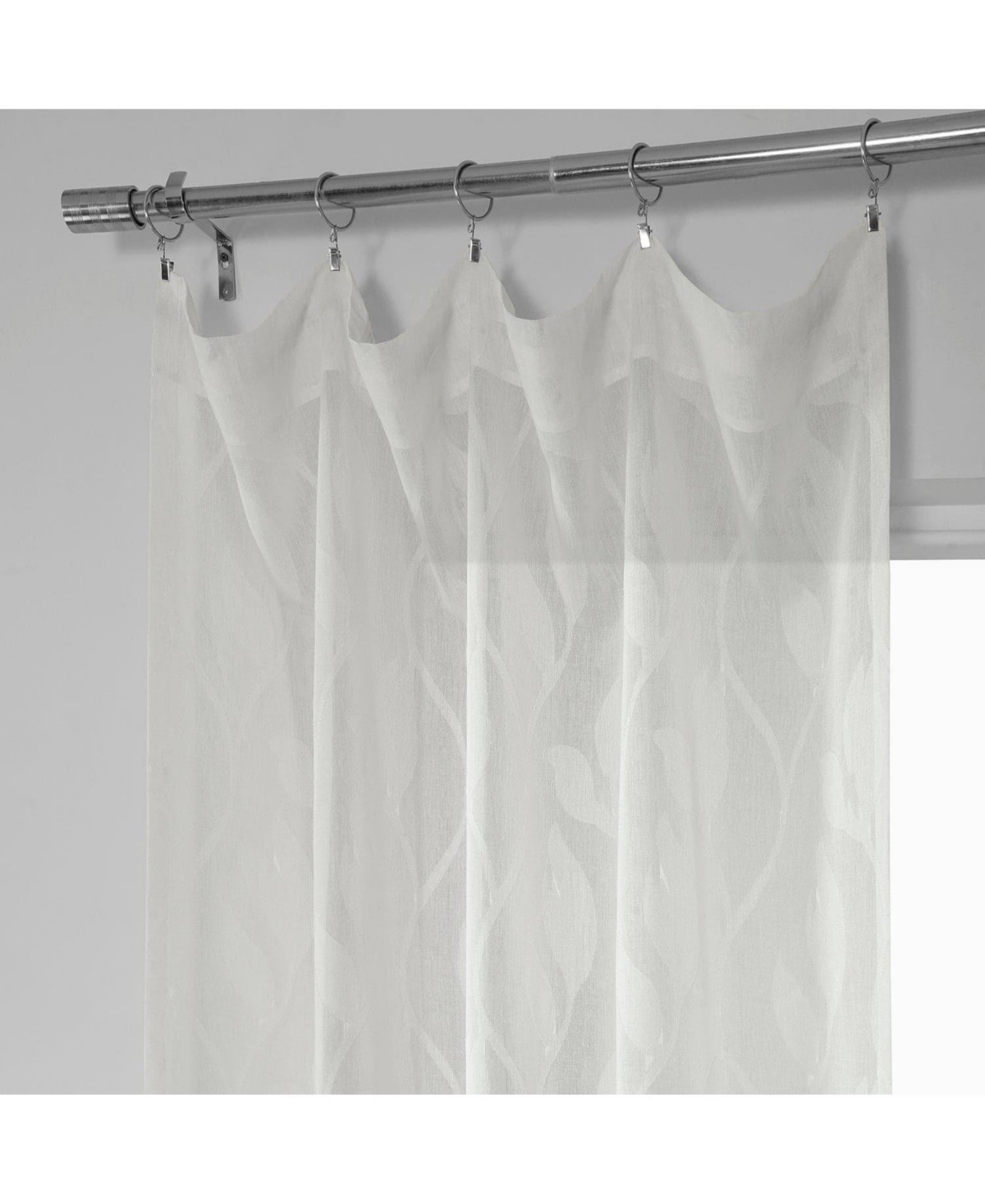 Half Price Drapes Avignon Vine Floral Patterned Faux Linen Sheer Curtain