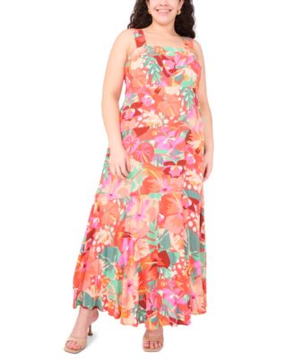 MSK - Plus Size Printed Challis Sleeveless Maxi Dress