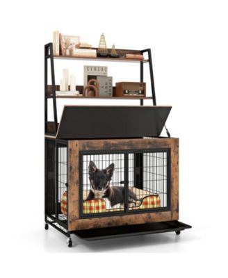 Industrial Dog Kennel Dog Crate Furniture with Storage Shelves