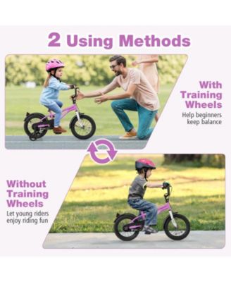Slickblue Kids Bicycle with Dual Brakes and Training Wheels for Beginner Riders