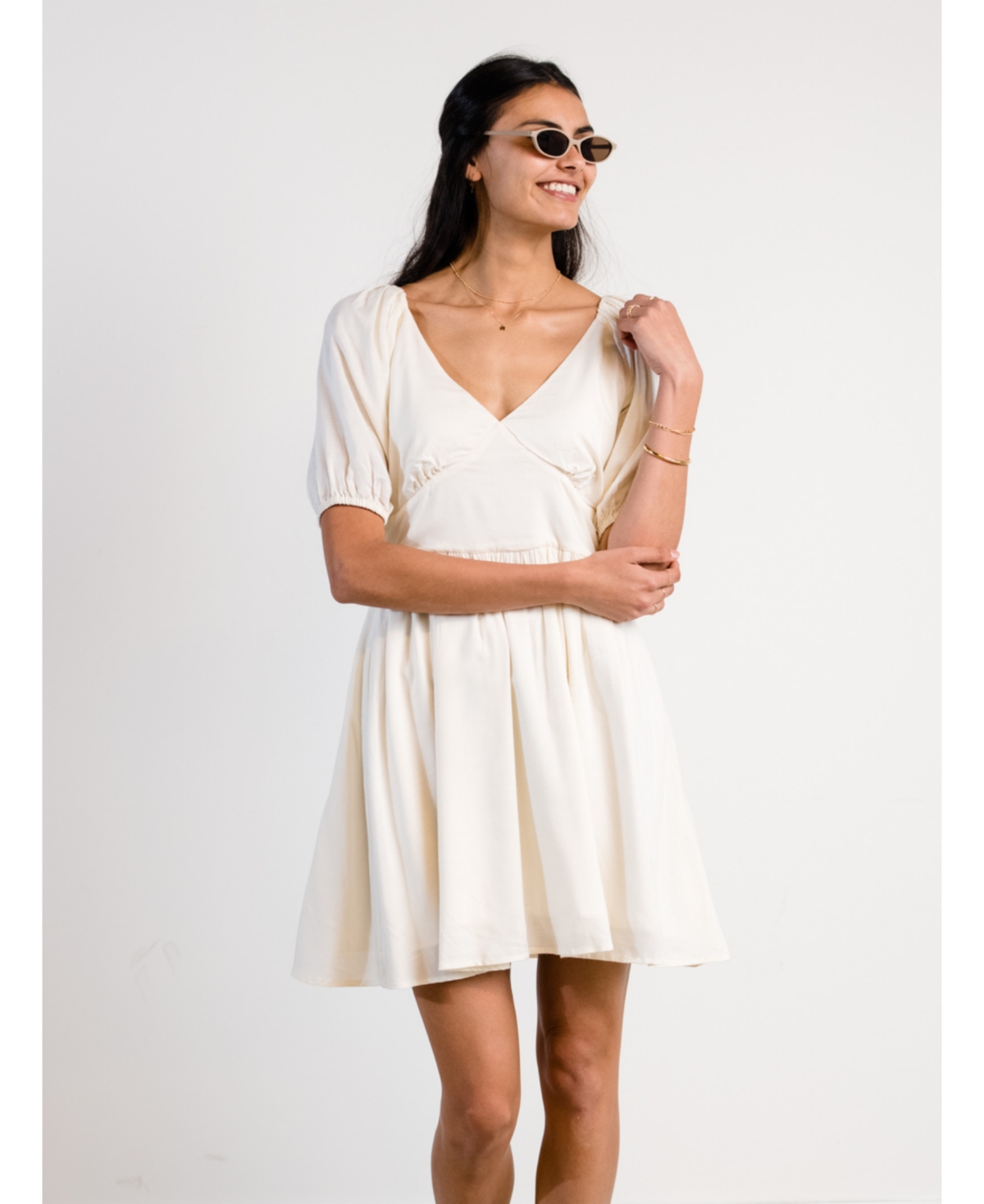 Women's Arden Ruched Mini Dress - White