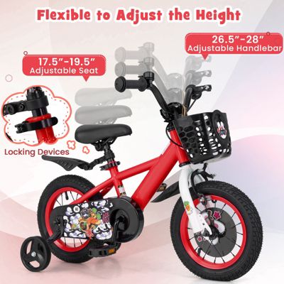 Slickblue Kids Bike Adjustable with Storage Basket and Double Brake for 3-4 Years Old