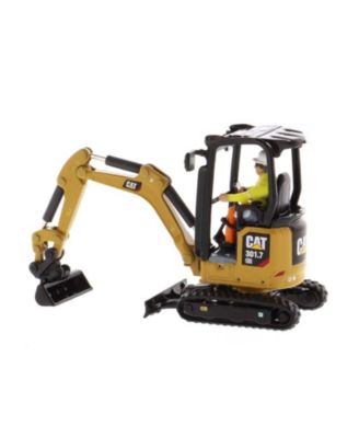 CAT Caterpillar 301.7 CR Next Generation Mini Hydraulic Excavator with Work Tools and Operator High Line Series 1/50 Model by Diecast Masters