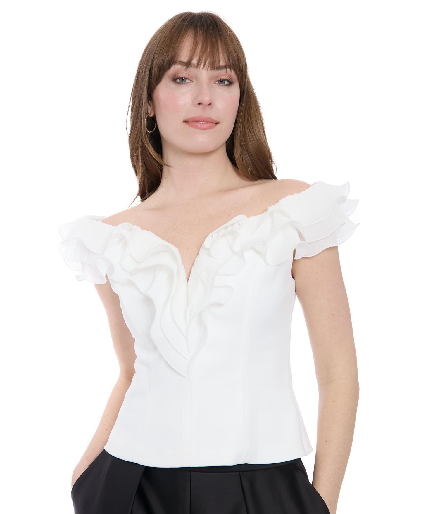 Женский топ Muse Ruffle Off-The-Shoulder Top, цвет: Слоновая кость — фото 1