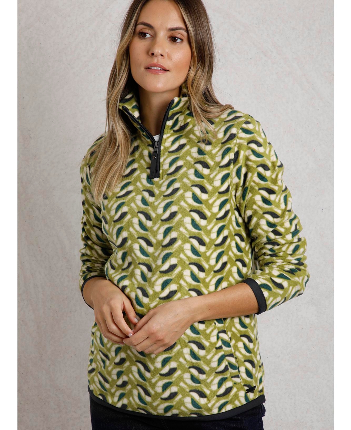 Women's Reena 1/4 Zip Printed Microfleece - Warm olive