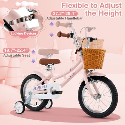 Kids Retro Bicycle with Adjustable Seat Height and Front Basket for Fun Rides