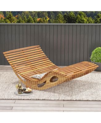 2PCS Outdoor Double Chaise Lounge for 2 w/ High Back Slatted Seat Stopper Patio