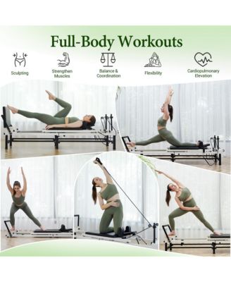 91" Adjustable Height Pilates Reformer – Piano Wire Springs, Jump Board, Foldable Design