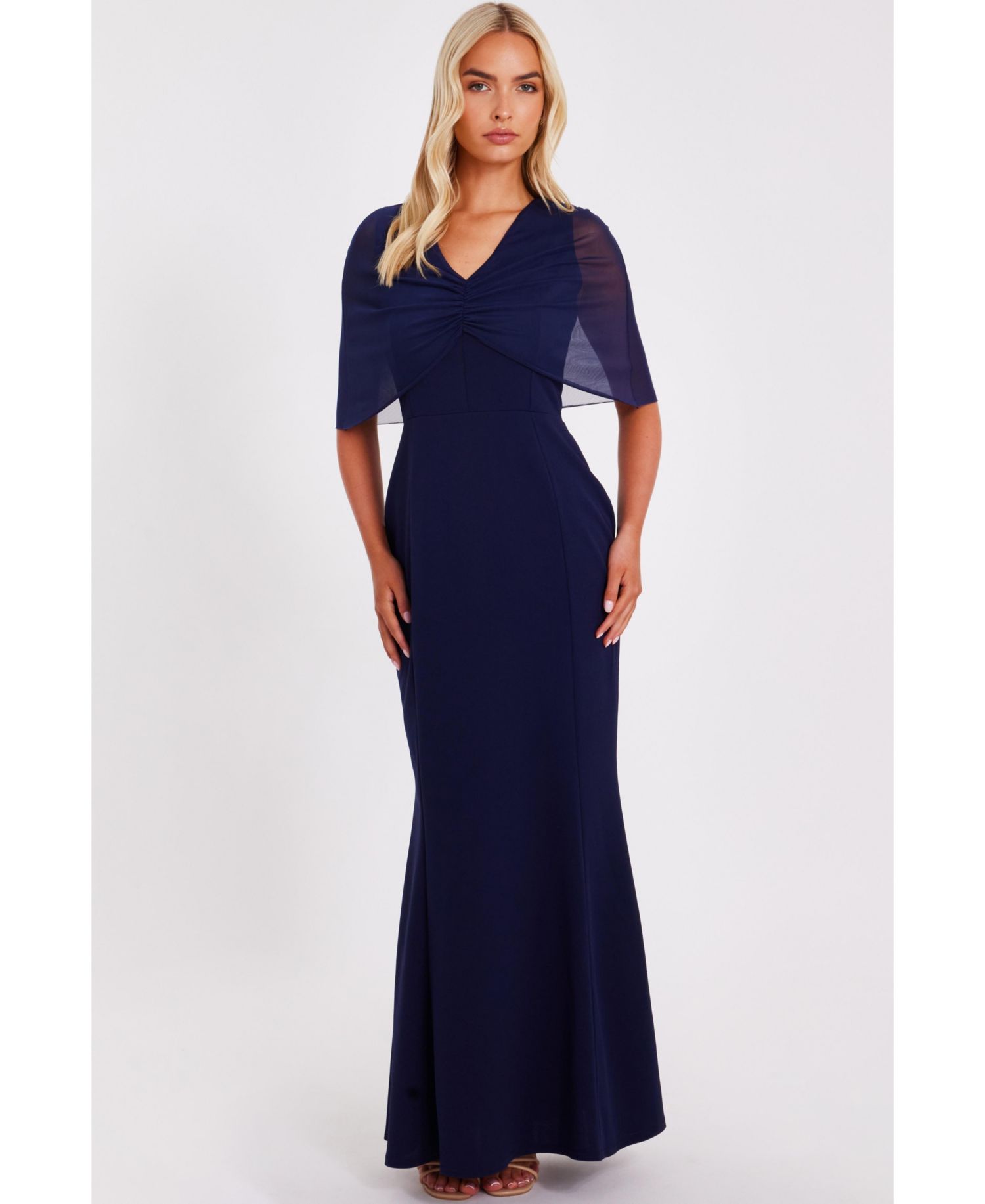 Women's Mesh Cape Maxi Dress