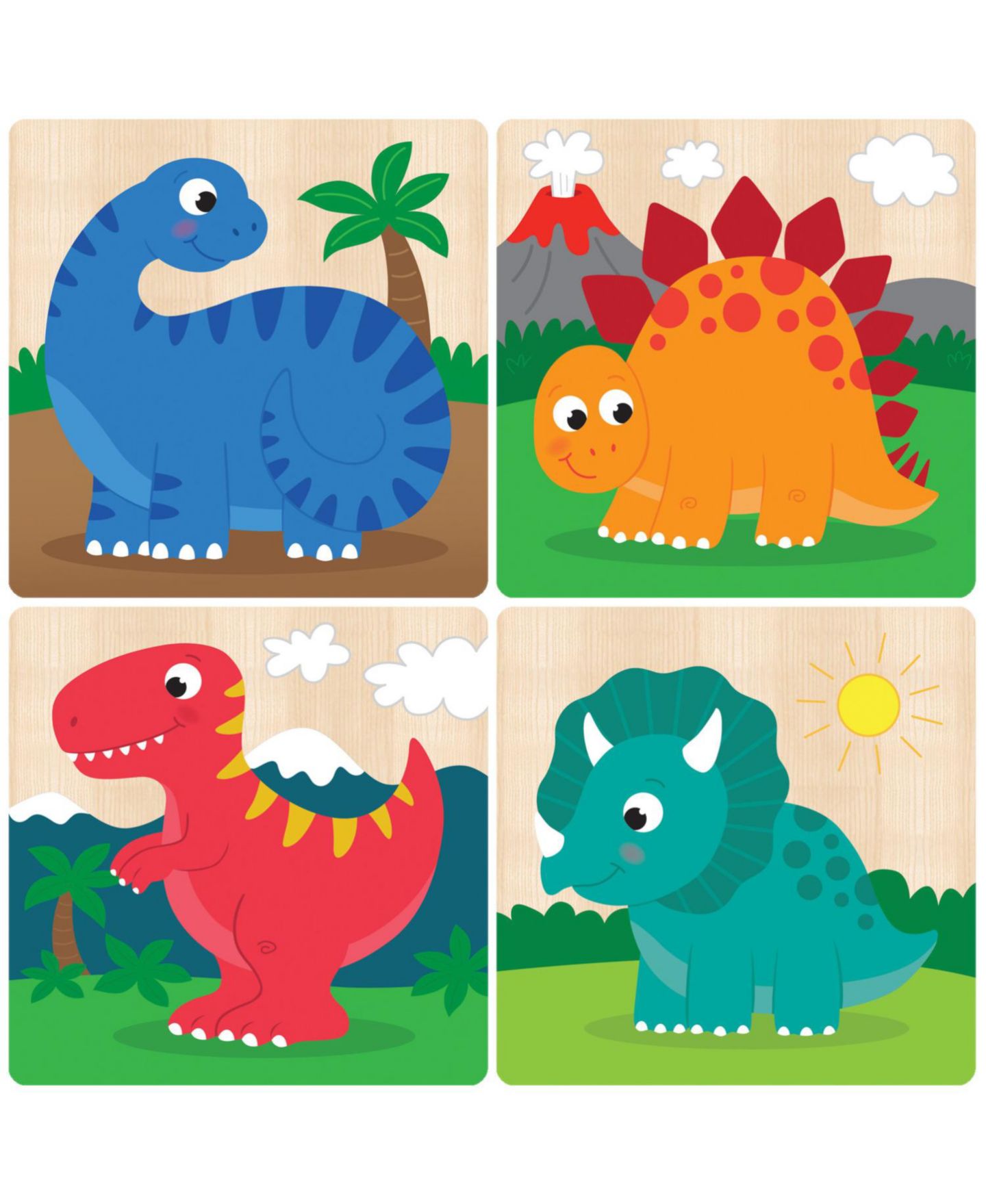 Детские игрушки MasterPieces Puzzles Dinosaur Chunky Wood Puzzles, 4-Piece Set, от 1 года — фото 2