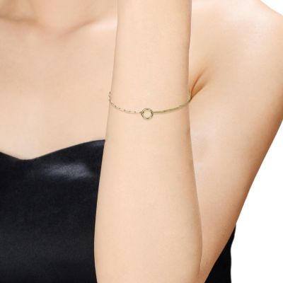 14K Gold Plated with Circular Charm Dual Chain Bracelet