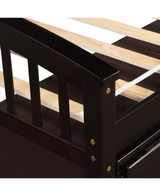 Twin Size Platform Storage Bed Solid Wood Bed With 6 Drawers