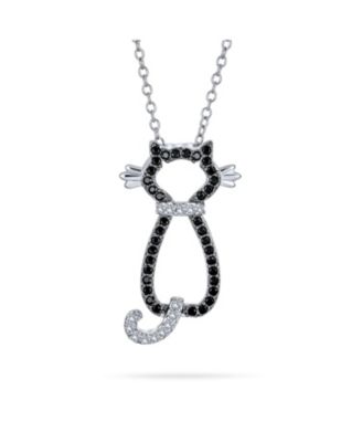 Charming BFF Black Kitty Cat Pendant Necklace CZ Pet Jewelry for Cat Lovers