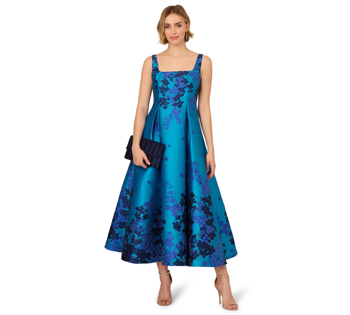 Women's Jacquard Fit & Flare Dress - Teal Multi