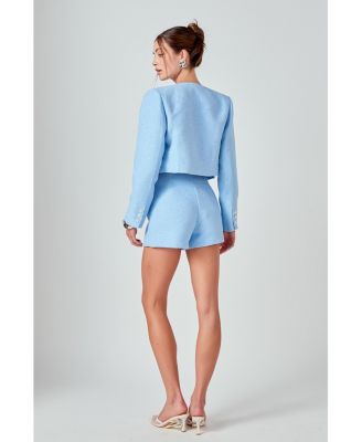 Women's Chain Embellished Tweed Jacket