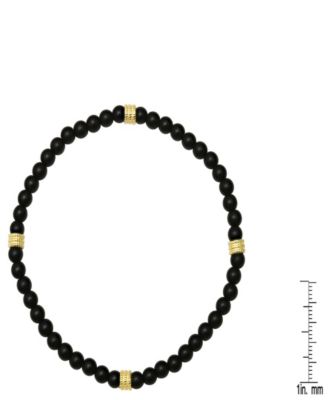 Men’s 14K Gold Plated Sterling Silver and Black Lava Beaded Stretch Bracelet