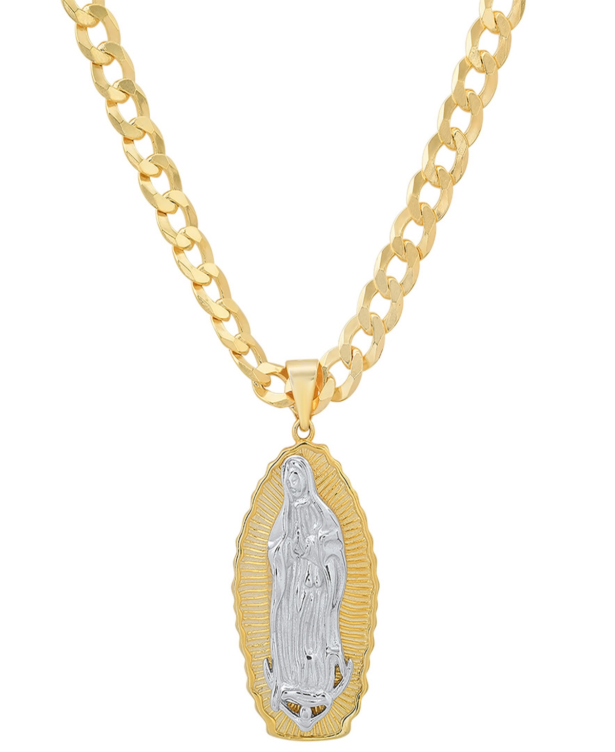 Steeltime Unisex 14k Gold Plated Our Lady Guadalupe Pendant Necklace