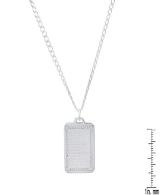 Men's Sterling Silver Lords Prayer Dog Tag Pendant Necklace