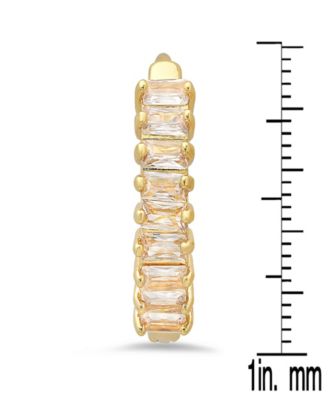 Women's 18K Gold Plated Brass Simulated Diamonds Huggie Earrings
