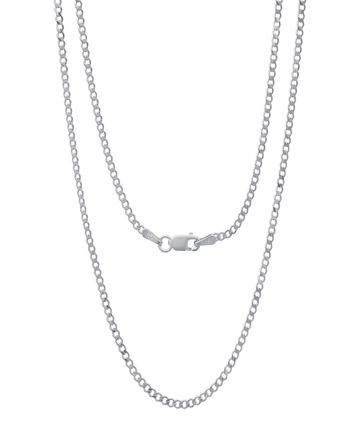 Steeltime Unisex Sterling Silver Cuban Superflat Necklace