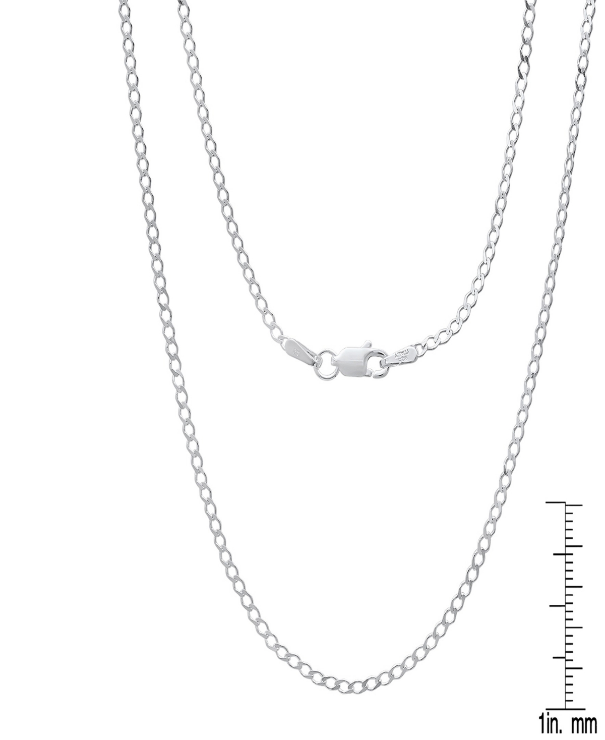 Steeltime Unisex Sterling Silver Cuban Flat Necklace