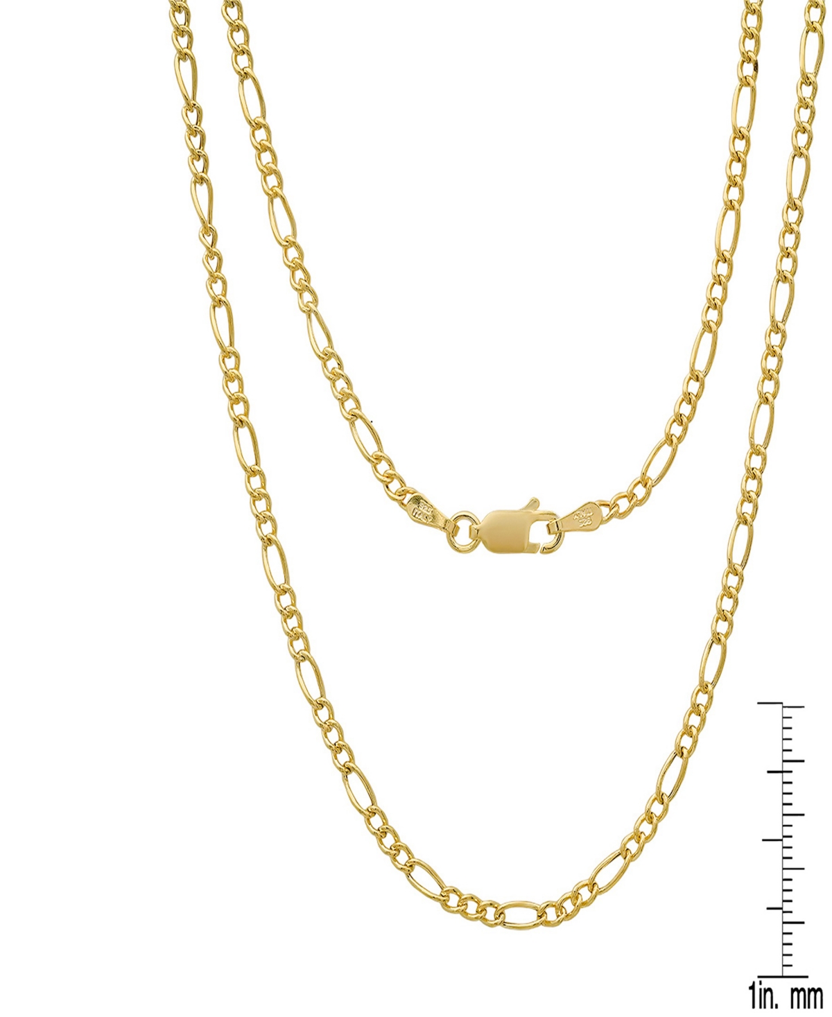 Steeltime Unisex 14k Gold Plated Figaro Hollow Necklace