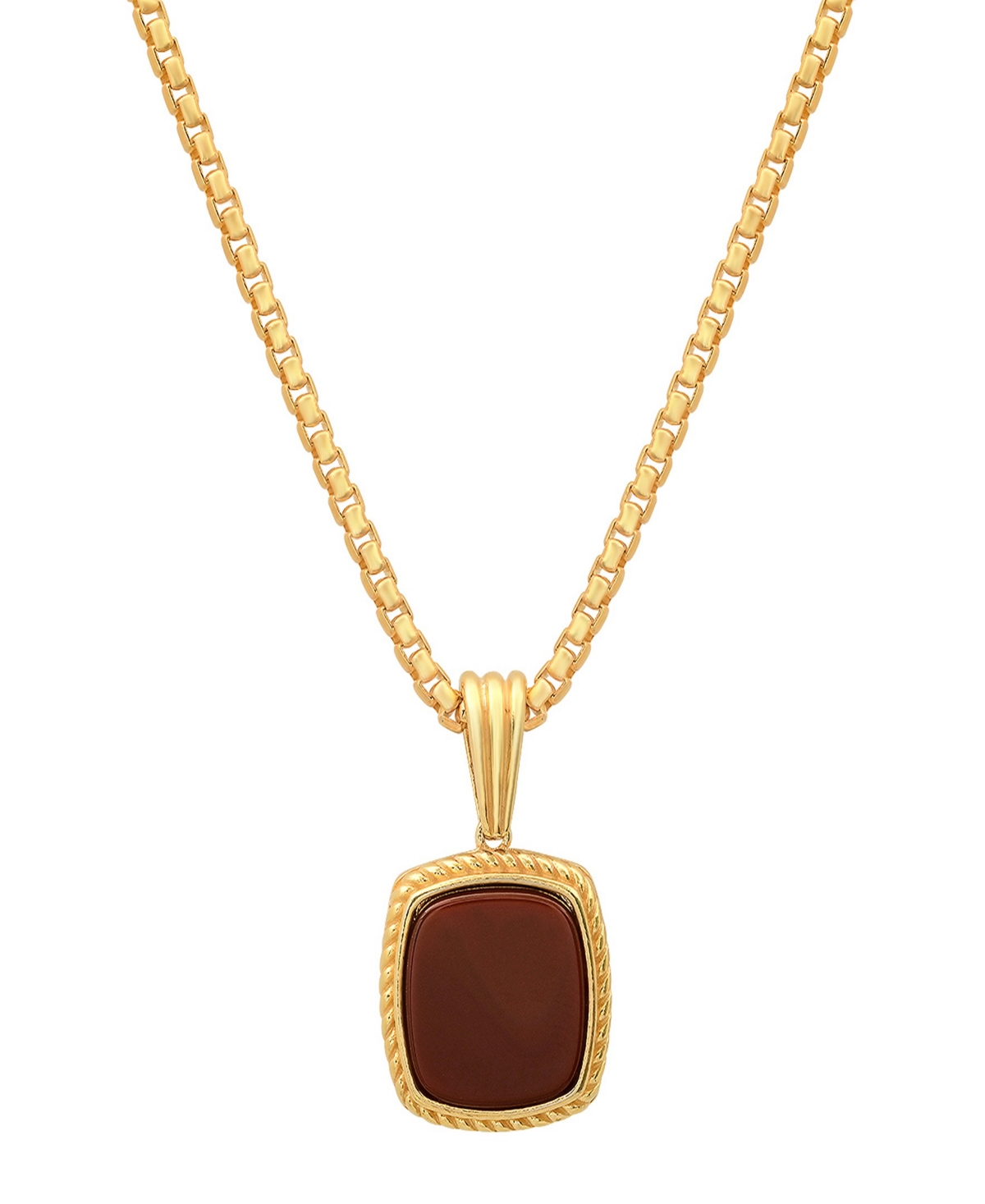 Steeltime Men's Tiger Eye Square Pendant Necklace