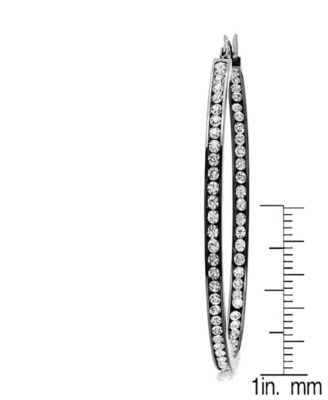 Women's Stainless Steel In and Out Simulated Diamond Hoop Earrings