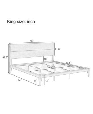 Mid-Century Modern King Size 12 Inch Bamboo Wood Platform Bed with Wood Slat Support, No Box Spring Needed, Easy Tool-Free Assembly