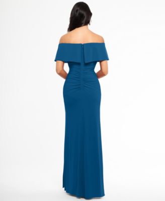 XSCAPE Ruffled Off-The-Shoulder Gown