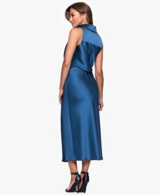 Women's Collar Sleeveless Sheath Midi Dress