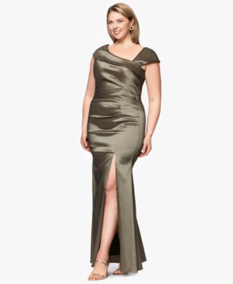 Plus Size Asymmetrical-Neckline Long Sheath Dress