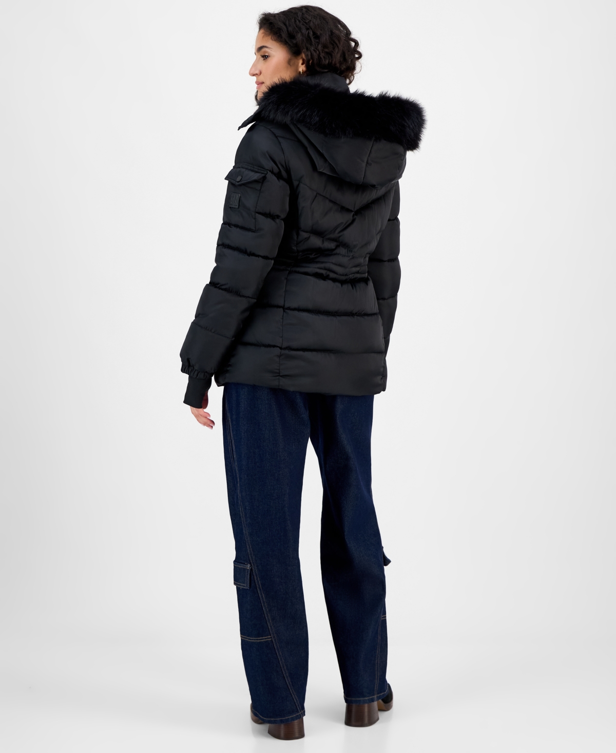 Steve Madden Women's Hooded Zip-front Puffer Coat In Blue