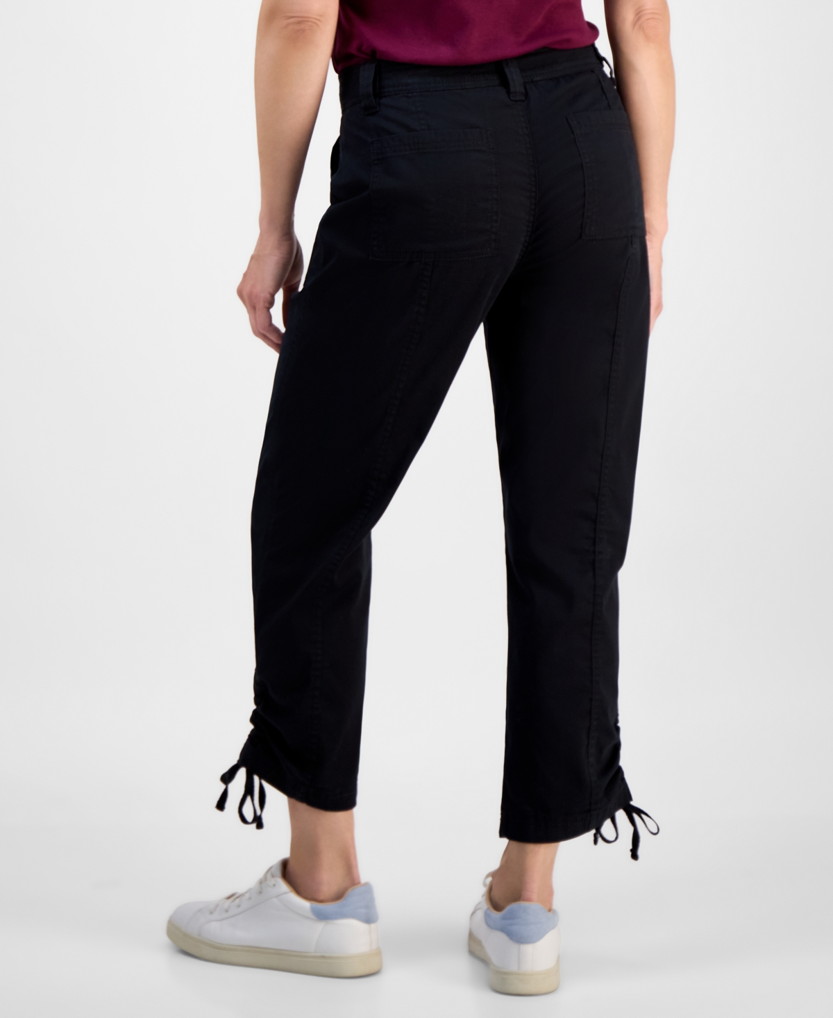 Style & Co Petite Mid-rise Tie-hem Capri Pants, Exclusively At Macy's In Black