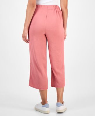 Petite High-Rise Pull-On Wide-Leg Pants, Exclusively at Macy's 