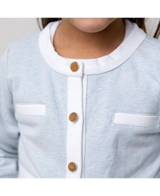 Girls' French Terry Contrast Trim Cardigan, Kids