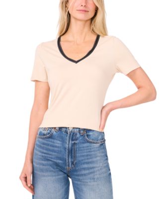 Sam & Jess - Women's V-Neck Ribbon-Trim Top