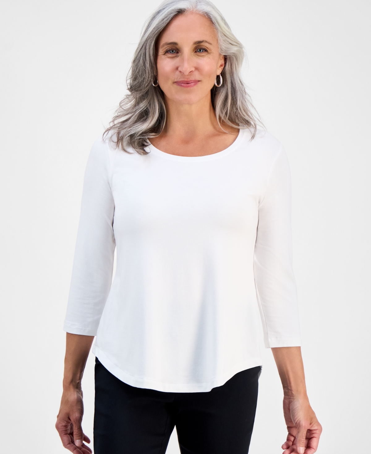 Jm Collection Petite Scoop-neck Tunic Top, Exclusively At Macy's In White
