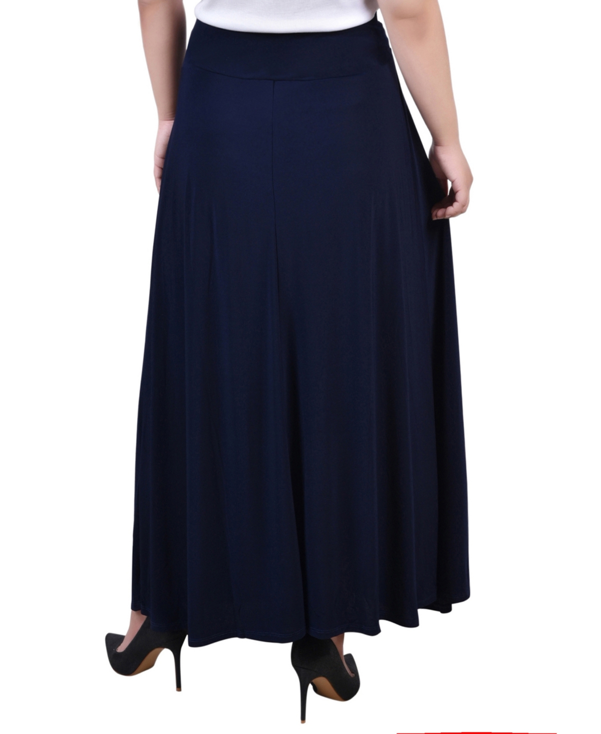 Ny Collection Plus Size Wide Yoked Maxi Skirt In Blue