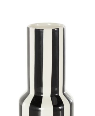 Ceramic 11" Rounded Striped Decorative Vase