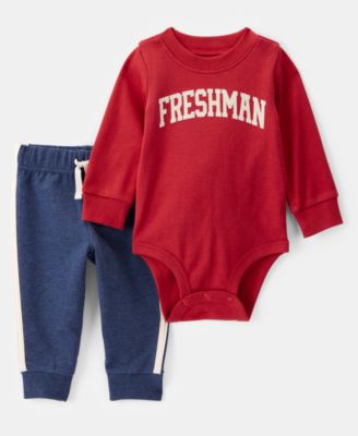 Carter's - Baby Boys Freshman Long-Sleeve Bodysuit & Pull-On Pants, 2 Piece Set