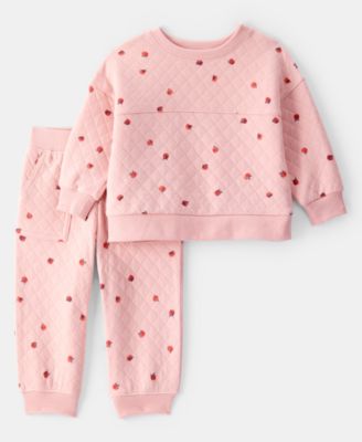 Carter's - Baby Girls Apple-Print Doubleknit Top & Pants, 2 Piece Set