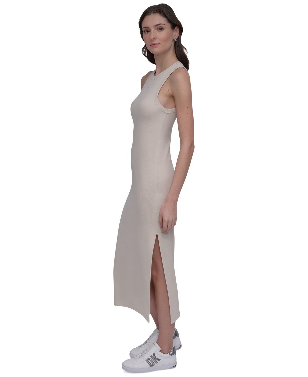 Dkny Jeans Women's Side-slit Tank Midi Dress In Neutral