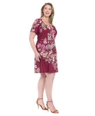 Plus Size Short-Sleeve A-Line Dress