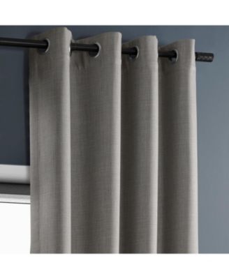 Grommet Textured Faux Linen Room Darkening Curtain