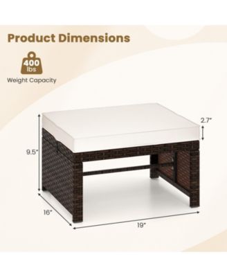 Multipurpose Outdoor 2 Pieces Patio PE Rattan Ottomans Footstool