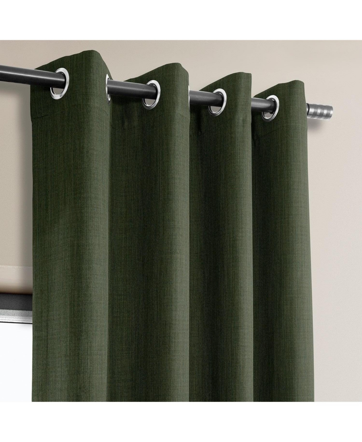 Half Price Drapes Grommet Textured Faux Linen Room Darkening Curtain In Green