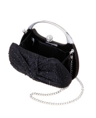 Crystal Twist Chiffon and Satin Minaudiere Clutch Bag